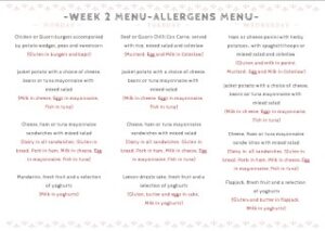Week Two Allergens Menu Image